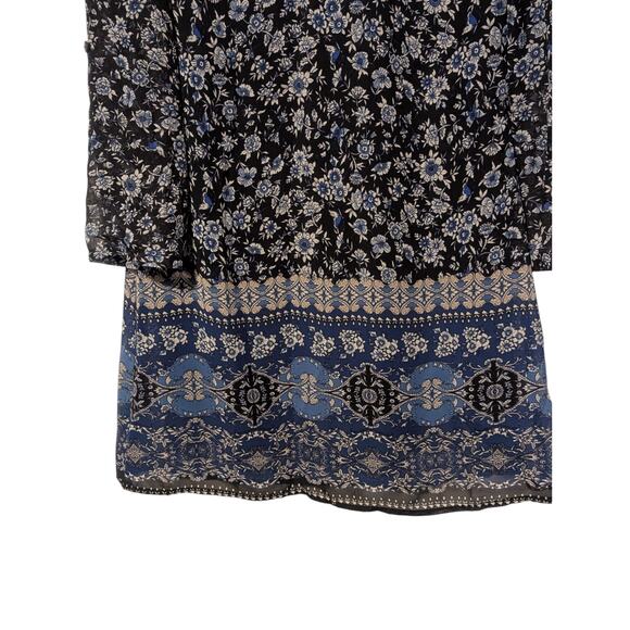 Speechless Women's Size Small Blue Floral 3/4 Button Sleeve Dress Back Cut Out - Picture 5 of 11